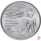 США 1/4 доллара (квотер, 25 центов) 2002  "Штат Огайо"