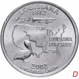 США 1/4 доллара (квотер, 25 центов) 2002  "Штат Луизиана"