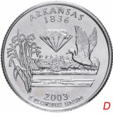 США 1/4 доллара (квотер, 25 центов) 2003  "Штат Арканзас"