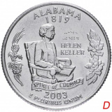США 1/4 доллара (квотер, 25 центов) 2003  "Штат Алабама"