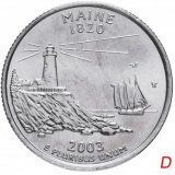 США 1/4 доллара (квотер, 25 центов) 2003  "Штат Мэн"