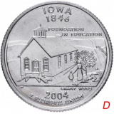США 1/4 доллара (квотер, 25 центов) 2004  "Штат Айова"