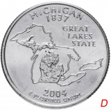 США 1/4 доллара (квотер, 25 центов) 2004  "Штат Мичиган"