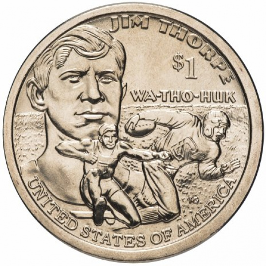 США 1 доллар (dollar) 2018  "Коренные Американцы - Джим Торп "Уа-То-Хак"" - 1