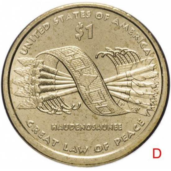 США 1 доллар (dollar) 2010  "Коренные Американцы - Пояс Гайавата" - 1