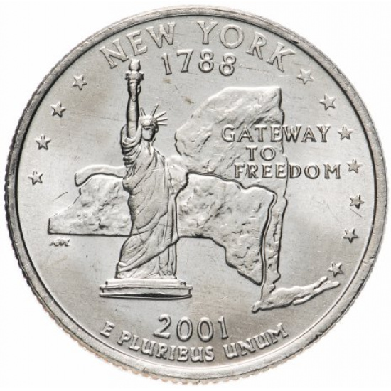 США 1/4 доллара (квотер, 25 центов) 2001  "Штат Нью Йорк" - 1